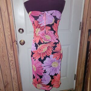 No Appointment Necessary Big, Bright Floral Sleeveless Shift Dress XS